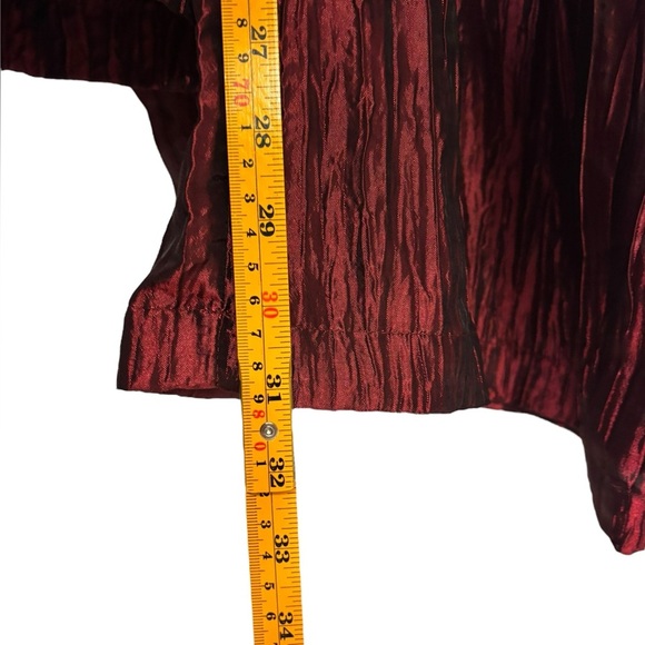 Izayla Wide Leg Short Sleeve Red Black Button Front Crinkle Tie Front Jumpsuit S - Picture 14 of 16